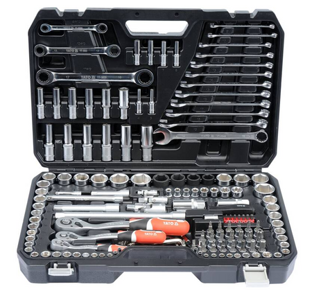 Zestaw narzędziowy klucze nasadowe wkrętaki bity 150el YT-38811 YATO