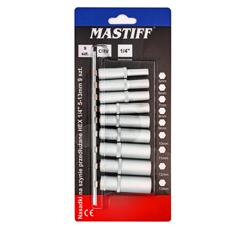 Klucze długie nasadki 5-13 mm 1/4" 9el FALON-TECH