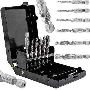 Zestaw wierteł gwintujących M3-M10 HSS 6szt SILVER