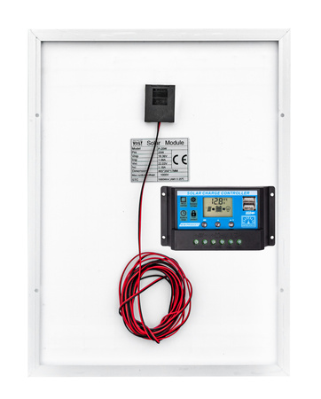 Zestaw solarny fotowoltaiczny 20W 12V (Panel solarny 20W, Regulator napięcia 10A) VOLT POLSKA