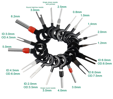 Klucze do demontażu pinów (wyjmaki) zestaw 38 szt. FALON-TECH