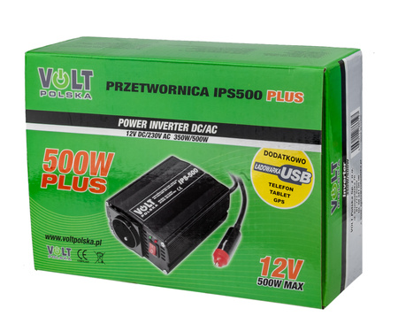 Przetwornica napięcia prądu IPS-500 PLUS (12V/230V/500W) VOLT POLSKA