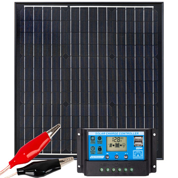 Zestaw solarny fotowoltaiczny 40W 12V BLACK (Panel solarny 40W, Regulator napięcia 20A) VOLT POLSKA