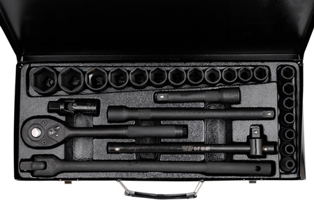 Klucze nasadowe nasadki grzechotka zestaw 1/2" 25el 8-32 mm walizka metalowa ROCKFORCE