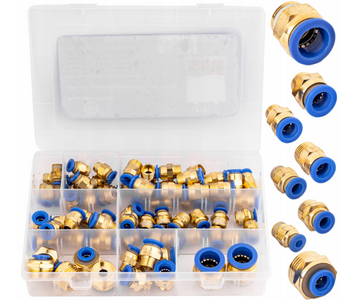 Szybkozłączki pneumatyczne gwintowane 4-16mm 1/4" 3/8" 1/2" do wąż 72 szt FALON-TECH