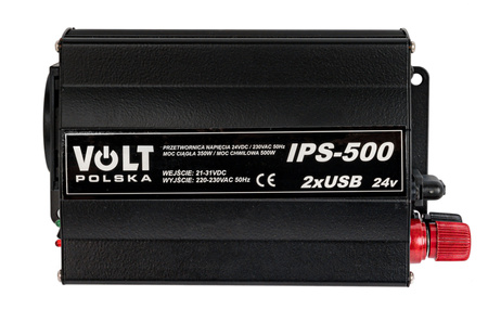 Przetwornica napięcia prądu IPS-500 2xUSB (24V/230V 350/500W) VOLT POLSKA