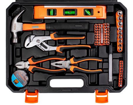 Zestaw narzędziowy klucze nasadowe wkrętaki bity 180 el. ISMA