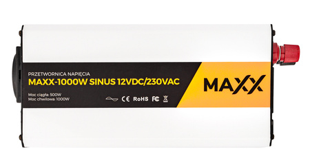 Przetwornica prądu napięcia czysty sinus 12v 230v 500/1000w MAXX 4SUN