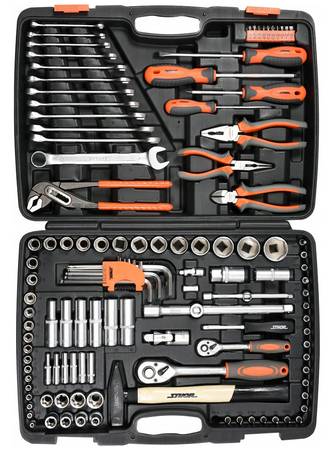 Zestaw narzędziowy klucze nasadowe wkrętaki bity 122 el STOHR 58690 YATO