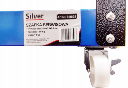 Szafka wózek zestaw warsztatowy narzędziowy skrętne koła 3 półki SILVER