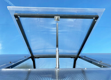 Okno do szklarni ogrodowej z autometem antracyt premium aluminiowe PTF