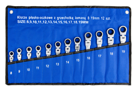 Klucze płasko oczkowe z grzechotką zestaw 8-19mm 12EL Falon-Tech