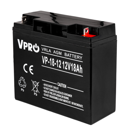 Akumulator AGM VRLA V-PRO 12V 18Ah Bezobsługowy VOLT POLSKA