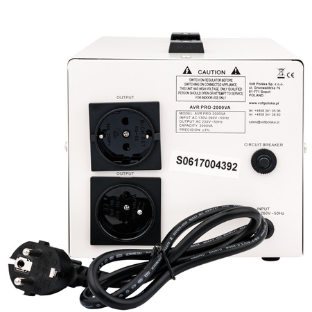 Stabilizator napięcia AVR PRO 2000 VA SERVO 3% do agregat VOLT POLSKA