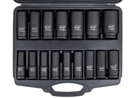 Nasadki udarowe Klucze nasadowe Zestaw 1/2" 10-32 mm 16 sztuk BJC