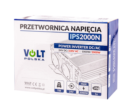 Przetwornica napięcia prądu IPS-2000N (24V/230V/2000W) VOLT POLSKA