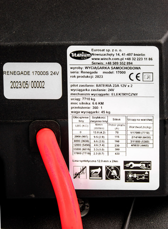 Wyciągarka wciągarka renegade 17000 lbs 24v lina syntetyczna ślizg TITANIUM WINCH