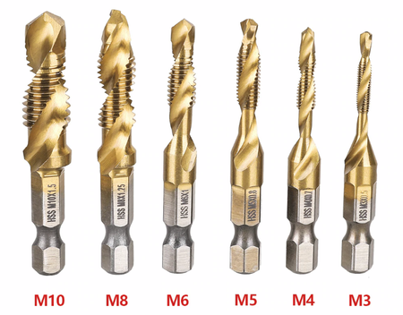 Zestaw wierteł gwintujących M3-M10 HSS z powłoką tytanową 6szt SILVER