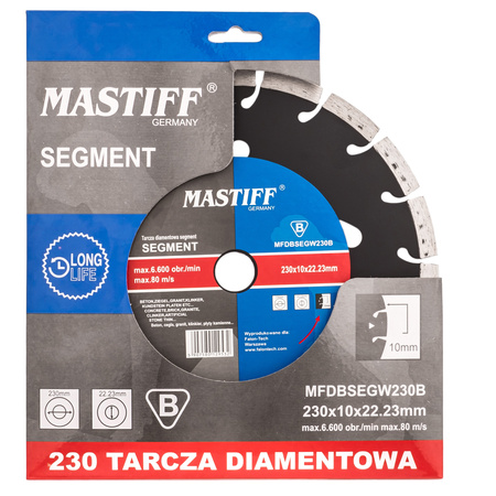 Tarcza diamentowa do betonu 230x10x22.2 mm MASTIFF