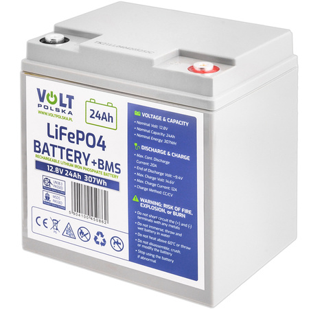 Akumulator LiFePo4 24Ah 20A 12V BMS VOLT POLSKA