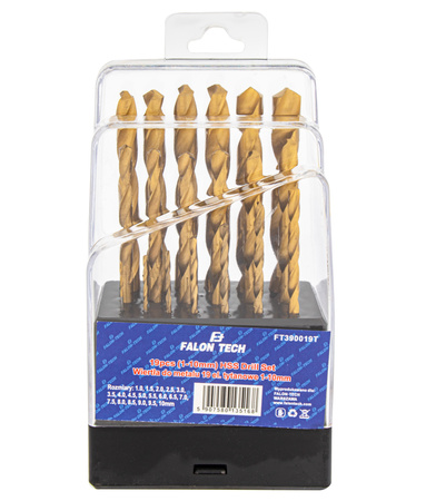 Zestaw wierteł do metalu wiertło do stali 19 szt 1-10 mm FALON-TECH