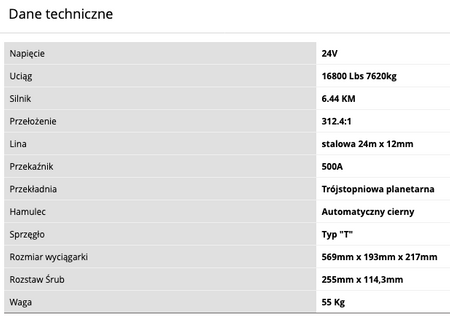 Wyciągarka wciągarka renegade 16800 lbs 12v lina stalowa TITANIUM WINCH