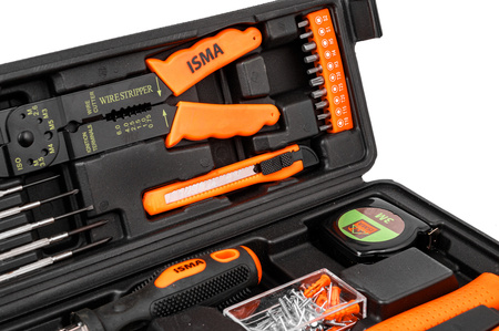 Zestaw narzędziowy klucze nasadowe imbusowe wkrętaki młotek bity 129el ISMA