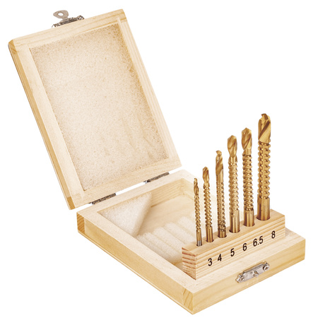 Wiertła frezujące HSS-TiN 3-8mm 6 szt. FALON-TECH