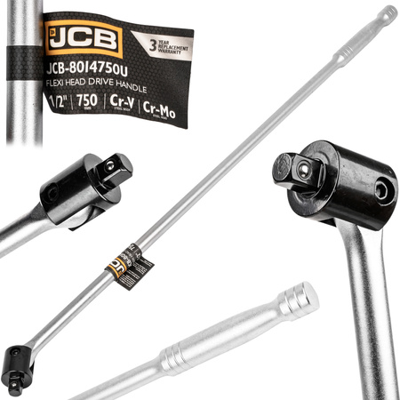 Pokrętło przegubowe obrotowe rękojeść z przegubem klucz do kół 1/2" 750mm JCB