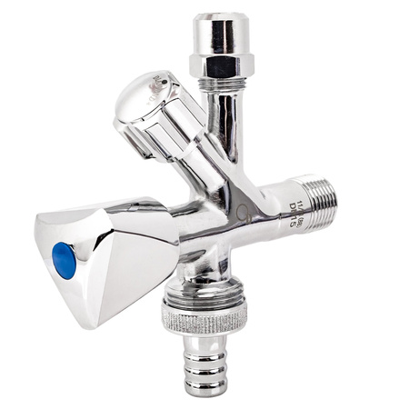 Zawór zaporowy kątowy grzybkowy kombi 1/2x3/4 do pralki zmywarki DIAMOND