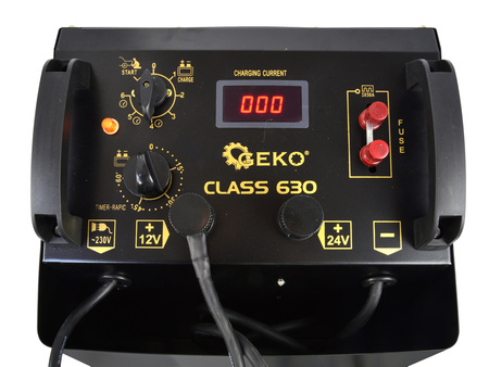 Prostownik z rozruchem CLASS 630 12/24V 550A LCD GEKO