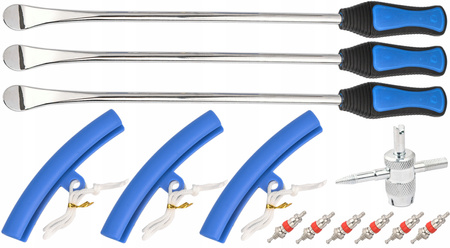 Łyżki ze stopką do opon motocyklowych rowerowych zestaw naprawczy 370mm 14 szt FALON-TECH