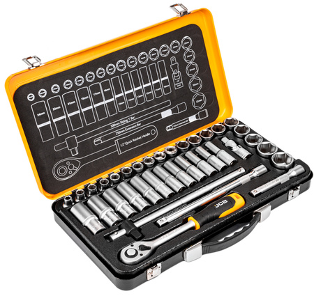 Zestaw klucze nasadowe z grzechotką 36 elementów 1/2" JCB