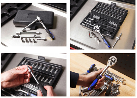 Zestaw kluczy nasadowych klucze nasadowe bity TORX HEX 46el. WMC