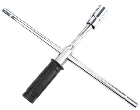 Klucz do kół samochodowy krzyżak składany 4 nasadki 17 19 21 23 mm walizka FORSAGE