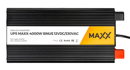 Przetwornica prądu napięcia UPS sinus 12v 230v MAXX 2000/4000W LCD PILOT 4SUN