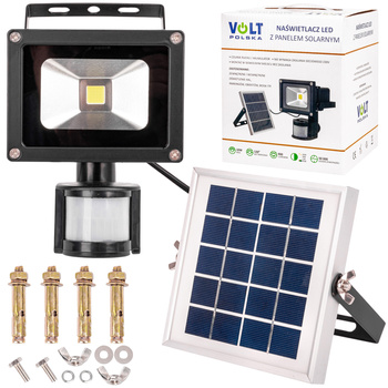 Naświetlacz Lampa LED z czujnikiem ruchu + Panel solarny 10W VOLT POLSKA