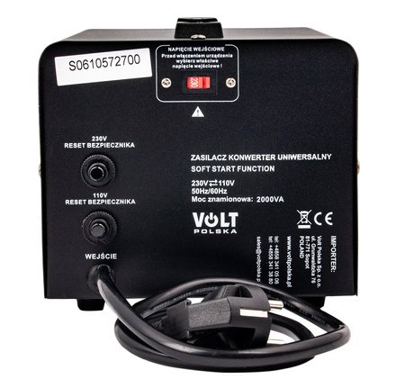Konwerter reduktor napięcia 2000W (230V/110V) VOLT POLSKA