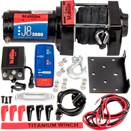 Wyciągarka wciągarka 3000lbs samochodowa 12v 1360 kg lina syntetyczna ślizg TITANIUM WINCH
