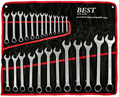 Zestaw kluczy płasko-oczkowych 6-32mm klucze 25 elem. + płachta