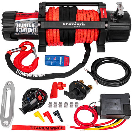 Wyciągarka elektryczna 12v 13000 lbs hunter z liną syntetyczną TITANIUM WINCH