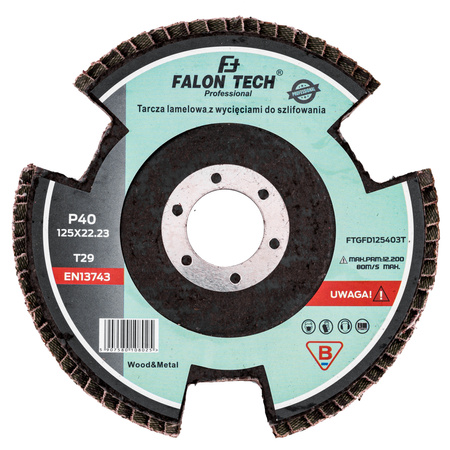 Tarcza listkowa lamelkowa lamelka z wycięciami 125mm P40 FALON-TECH