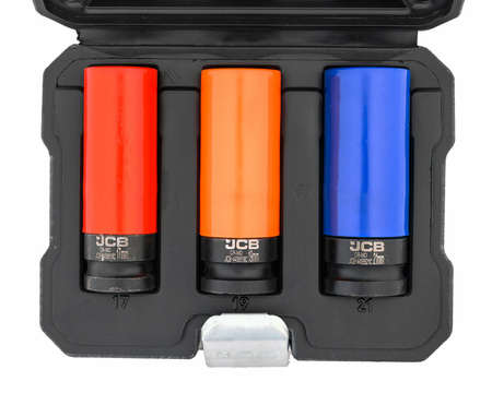 Klucz pneumatyczny udarowy do kół 1/2" BJC + nasadki do felg 17 19 21mm JCB