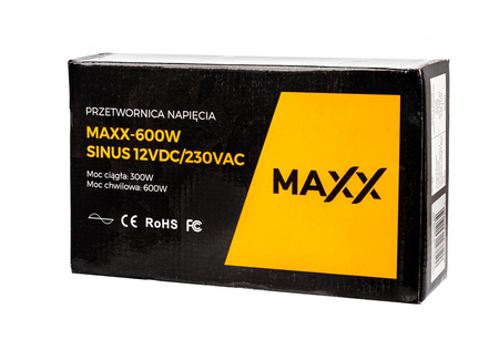 Przetwornica prądu napięcia czysty sinus 12v 230v 300/600w MAXX 4SUN