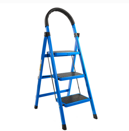 Drabina rozkładana trzystopniowa drabinka podest składana wzmacniania 117 cm GEKO