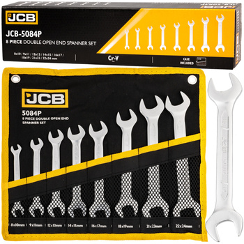 Klucze płasko oczkowe dwustronne zestaw płachta satyna Cr-V 8el 8-24mm JCB