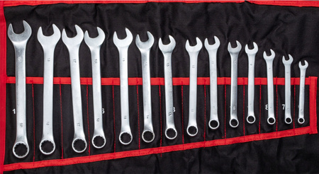 Klucze płasko oczkowe torx wygięte typ C półotwarte 47 sztuk (płachta)