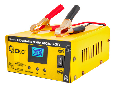 Ładowarka prostownik mikroprocesorowy do akumulatora lcd 6v 12v 15A GEKO