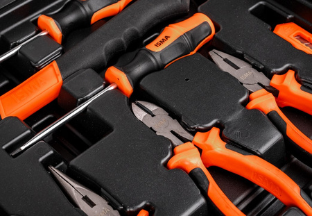 Zestaw narzędziowy warsztatowy wiertarka młotek wkrętaki bity szczypce 59szt ISMA