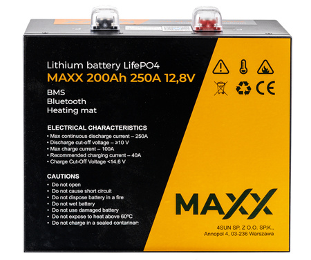 Akumulator LiFePo4 BMS do łodzi kampera paneli mata grzewcza 200Ah 250A 12V BMS 4SUN